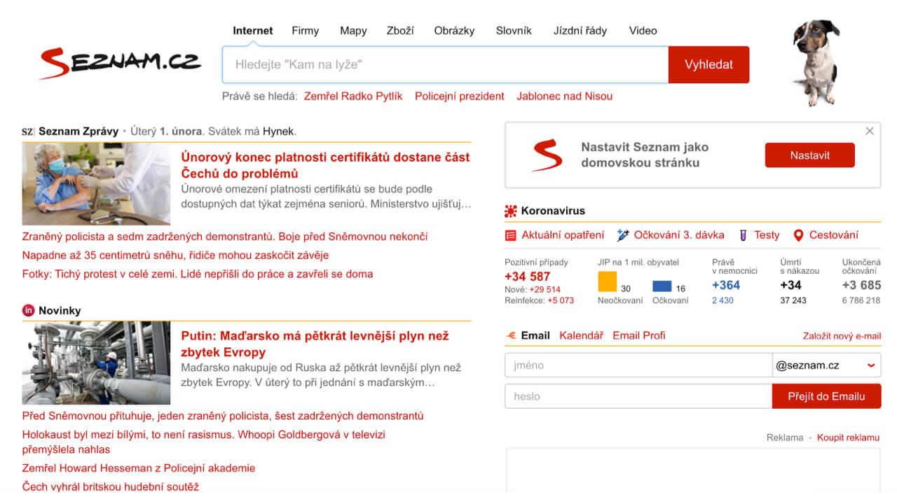 Homepage Seznam.cz